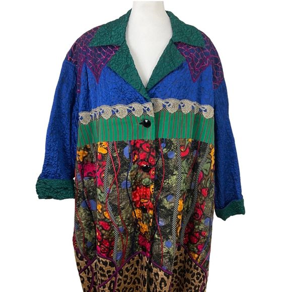 Koos Van Den Akker Couture Mix Art Print Patch Oversized Jacket Womens XXL - Picture 6 of 11